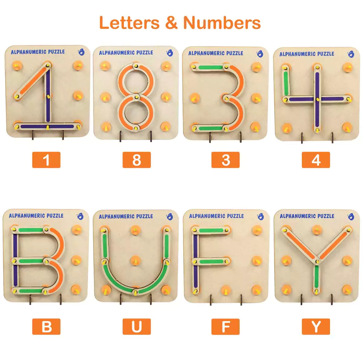 Wooden Alphabets Numbers Construction Puzzle for Kids 3+ Years | Preschool Learning Pack 1 of 5