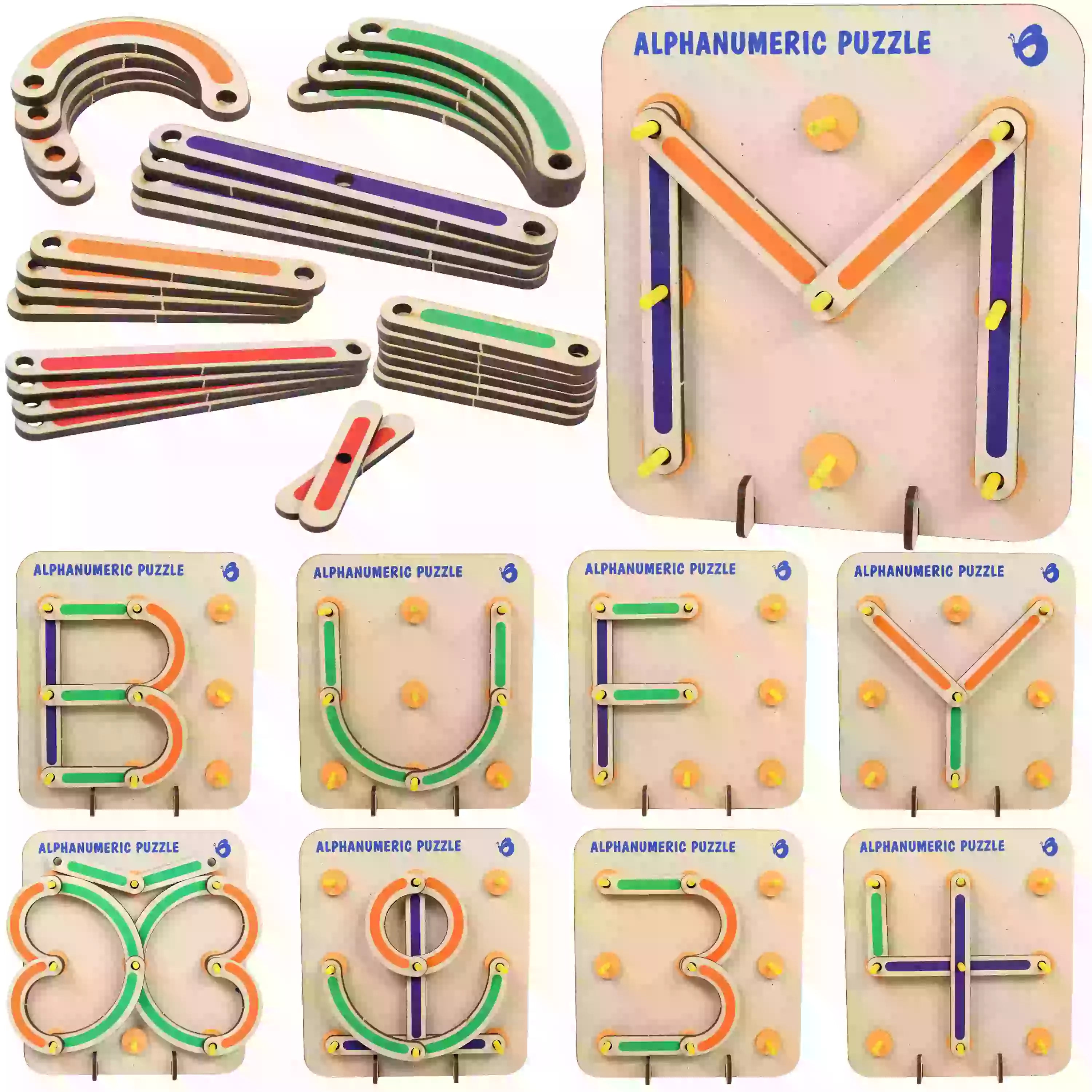 Wooden Alphabets Construction Puzzles Butterfly EduFields STEM Toys & Games